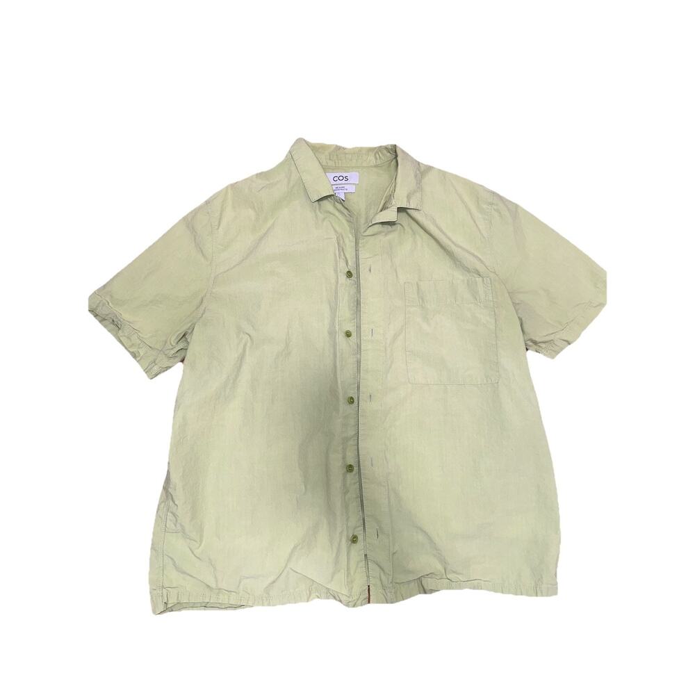 COS Bright Green Shirt Button Up Cotton Size XL Men A003120 - Picture 2 of 10